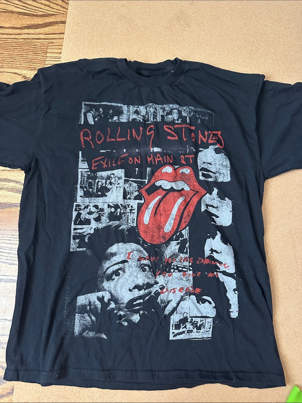 the Rolling Stones Black Short Sleeve Tee with Red Tongue Graphic